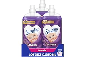 SOUPLINE Adoucissant Linge Concentré 3D Senteur Lavande Avec Extrait Naturel*, Assouplissant Linge Formule Améliorée pour Plus de Douceur**, Assouplissant Textile Liquide, Soupline Lot de 3x1,35L