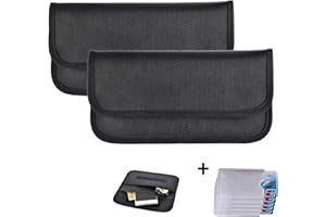 Newseego Paquet de 2 Sacs de Blocage de signaux RFID | 5X Pochettes pour Cartes de crédit RFID | Sac Faraday pour clé de Voiture FOB bloquant la Poche, Pochette de Protection de Signal RFID - (Noir)