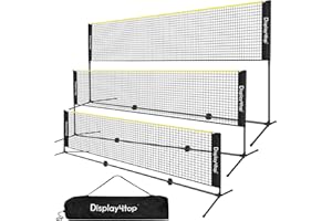 display4top 3M 4M 5M Badminton Net Set, Volleyball Tennis Net, Height Adjustable, Portable with Portable Carry Bag, Sports Net for Indoor or Outdoor Court, Beach, Driveway
