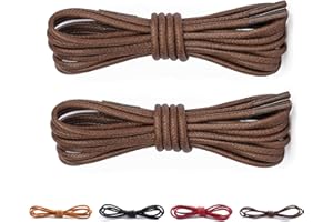 CCSOFTIME 2 Pary Okrągłych Woskowanych Sznurowadeł,2.5mm Cienkie Trwałe Zamienne Sznurowadła do Skórzanych Butów,Buty Biznesu,Butów Garnituru,Oxford Brogues,Derby Desert Boots,dla Kobiet,Mężczyzn i Dzieci,Wiele Kolorów i Długości