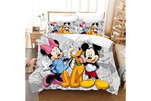 DDONVG Kinder Cartoon Mouse Bettwäsche Set ? Kinder Bettwaesche, Cartoon Mit Kissenbezug-3D Druck Mikrofaser-Mehrfarbig (15,135 * 200)