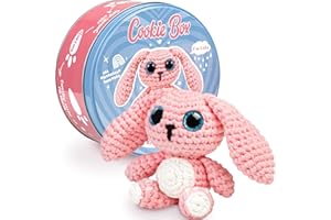 Cookie Box Kit Uncinetto per Principianti – Realizza un Amigurumi Fai-da-Te con Filato, Uncinetto, Imbottitura, PDF & Video – Regalo per Adolescenti e Adulti – Bunny Lola