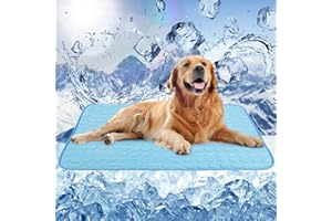 ANWA Reusable Dog Cooling Mat Extra Large 100x70cm, Easy-Fold Pet Cool Mat for Home Travel, Self Cooling Pad for Dogs Cats in Hot Summer