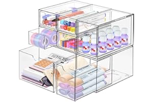 Schreibtisch-Organizer mit 7 Schubladen, ToyaJeco Acryl stapelbar Desktop Lagerung Schubladen Make-up-Organisator, Clear Craft Storage Box Schränke für Büro Eitelkeit Arbeitsplatte Bad Schlafzimmer