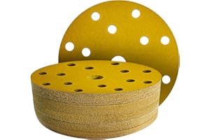 GZKTY 50 Pezzi Dischi Abrasivi 150mm, Grana 120, 15 Fori per Levigatrice Orbitale, Carta Vetrata per Legno e Metallo