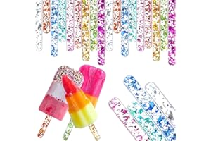 PRO-NOKE 80pcs Reusable Acrylic Cakesicle Popsicle Sticks Mirror Lolly Sticks Ice Cream Sticks for Candy Ice Creamsicle DIY Crafts Party Favors (Mixcolored)