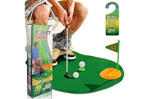 FAELNK Mini Golf Game Set para Inodoro Divertido Regalo para Hombres de Golf con Palo de Golf de 65 cm, Tapete para Putting, 2 Pelotas de Golf y Colgador para Puerta