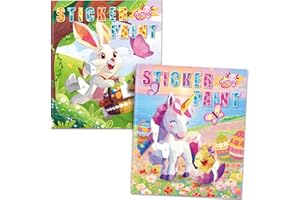 CutteeyFyry 2Pcs Easter Crafts for Kids Ages 4-8 Sticker Book,Boy/Girls Sticker Books by Number for Improve Intelligence,Paint by Sticker,Airplane Activities for Kids Easter Gifts