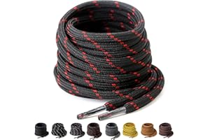 Yusimu Lacets Ronds pour Chaussures de Travail, Sport, Randonnée et Bottes - Renforcés 4,5 mm