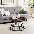 Hamdan Collection Wooden & Metal Coffee Table - End & Sofa Side Tea Table,Centre Table with Solid Finish Space Saving Portable Furniture for Living Room,Bed Room-Black Walnut
