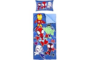 Jay Franco Set de 2 con Almohada y Manta de superhéroes Marvel, Suave Saco de Dormir Infantil con Bolsa y Almohada, para Fiestas de Pijamas, Viajes y acampadas