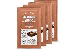 by Amazon Café molido Natural Espresso Crema, 250 g (Paquete de 4), tueste claro - Certificado por Rainforest Alliance