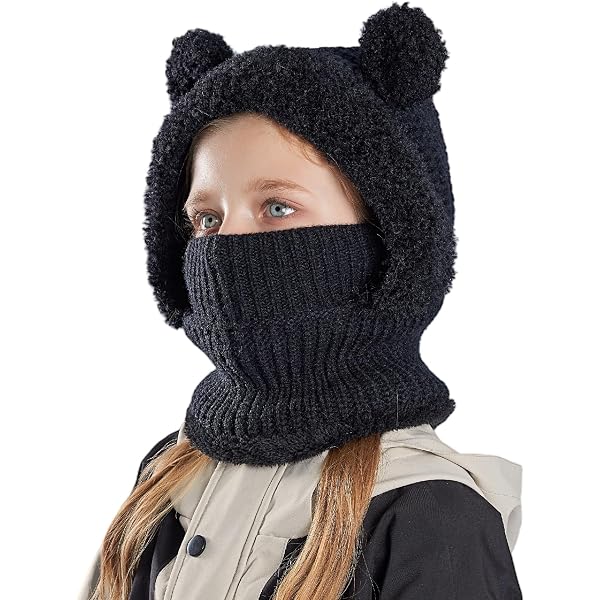 Cagoule D'hiver Enfant Avec écharpe Intégrée Et Cornes - Polaire Douce - Taille 3-6 Ans - Coupe-vent - 2
