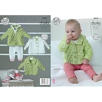 King Cole Baby Set Knitting Pattern in Little Treasures DK 5851