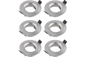 SEBSON Obudowa do reflektora do zabudowy z oprawą GU10 LED Halogen 230 V - rama montażowa aluminiowa, średnica otworu 65 mm (min. 60 mm, maks. 70 mm) do oświetlenia sufitowego - zestaw 6 sztuk