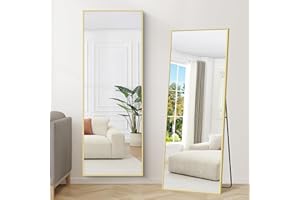WEARE HOME Home Espejo de Cuerpo Entero 150 x 40 cm, Pie, Grande para Sala/Dormitorio (Dorado)
