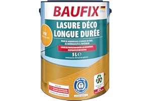 BAUFIX Lasure déco longue durée pin, satinée brillante, 5 litres, Lasure pour bois, Lasure de protection du bois, pour intérieur et extérieur, pour nombreux bois de résineux/feuillus