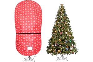 Delixike Pionowa osłona do przechowywania choinki, odporna na rozdarcie, regulowana torba do przechowywania choinki na 9 stóp zmontowana choinka stojąca z ornamentami, pokrowiec na choinkę z zamkiem