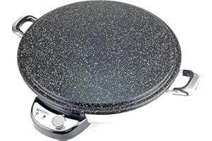 Neudorf Fladenbäcker Modell "Granit" (2300 W - ØBackfläche 50 cm)/ Temperaturregler (mit Thermostat) 50-265°C/Sac Crêpes Crêpe Yufka Katmer/Antihaftbeschichtung/Edelstahl Griffe & Sockel