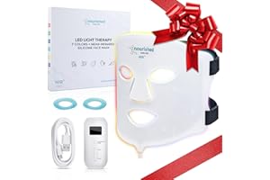 Nourished Bodynskin Máscara LED de 7 Colores para la Cara con Infrarrojo Cercano - Terapia de Luz Azul y Roja para la Cara - 114 LED - Equipo de Cuidado de la Piel para Arrugas, Anti-Envejecimiento