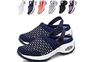 KFGJ Sabots Mules Respirant, Sandales de Marche Respirantes pour Femmes, Sandales orthopédiques, Chaussures décontractées Respirantes à Coussin d'air, Sandales de Sport en Maille (NAUXIU) 38 Bleu