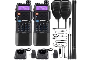 DUUIIJIANG Baofeng UV5R Talkie Walkie Double Bande Radio, Noir 3800mAh Li-ION Battery Walkie Talkie (2 pcs)