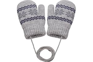 Becellen Manoplas Invierno Bebé, Cálidos Forro Polar Guantes Punto Elásticas Colorful Manoplas con Cuerda para 0-3 Años Niños Niñas