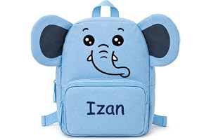 Balú Mochila Personalizada con Nombre Bordado (ELEFANTE AZUL) | Escuela infantil, preescolar y bebé | Bordado en hilo | 10,9 L: muda, fiambrera y botella | 240 g | Asas acolchadas