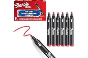 ‎SHARPIE Sharpie Creative Marker Acryl-Farbstifte | Wasserbasierte Farbmarker mit Rundspitze | Bastel- & Künstlerbedarf | Rot | 6 Stück