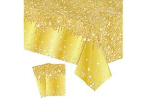 COSORO 2 Pezzi Brillante Tovaglia Plastica Rettangolare,137 * 274cm Sequins Tovaglia Antimacchia Impermeabile Oro Grande,Tovaglie per Festa Decorazione Desktop per Festa di Compleanno Matrimonio Natale