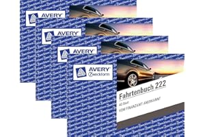 AVERY ZWECKFORM UNBEKANNT 4er Sparpack Avery Zweckform 222 Fahrtenbuch, DIN A6 quer, steuerlicher km-Nachweis, 40 Blatt, weiß