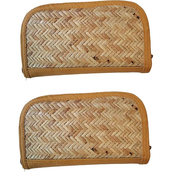 CLASSIQUE Handmade Bamboo Bag Shital Pati Sling Bag Combo (2 Pcs) – Mobile & Heart Shape, Eco-Friendly Women's Bag