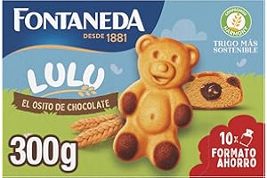 Fontaneda Osito Lulu, Bizcochos Rellenos de Chocolate, Textura Tierna y Esponjosa ,300 g (10 Bizcochos)