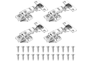 AIOUHMYM Pack of 4 Hinges for Cabinet Doors, 35 mm Concealed Hinge with Soft Close Hinge, Cabinet Hinges, 110 Degree Corner Stop Door Hinges, Wardrobe Hinge Integrated, with 24 Screws