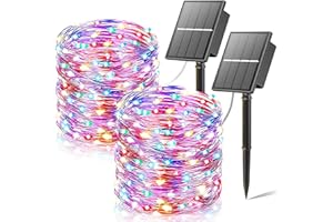 SOLARBABY Guirlande Solaire Exterieure - 2 x 22m Total 400 LED Guirlande Lumineuse Exterieure Solaire Étanche 8 modes Couleur Lumière Solair Guirland Pour Noël, extérieur, balcon, jardin Décoration