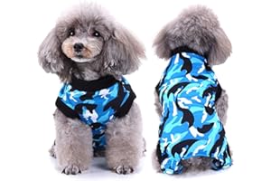 SELMAI Recuperación del Perro Alternativa de Cuello Traje de Cuerpo para Gato Cachorros Caninos Mascota Trajes de Recuperación Quirúrgica para Enfermedades De La Piel Heridas Moda Camuflaje BLU S