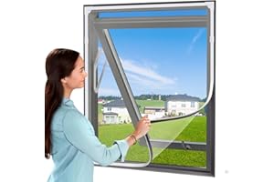 UtauHom Magnetic Fly Screen for Windows,Mosquitoes Net for Windows Max Size 120 x 110cm，Fiberglass Mesh Easy Installation Prevents Insects/Flies from Entering The Room（White Frame White Mesh）