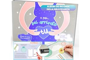 MIMUSELINA Album Gravidanza da Compilare | Diario Gravidanza per Mamma con Foto, Ricordi e Pensieri | Album Nascita Bambino con Adesivi e Gestogramma | Idea Regali per Donne Incinte | LINGUA ITALIANA