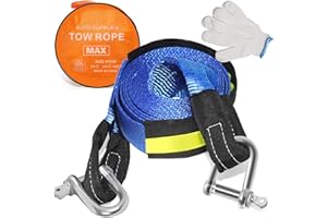 EPHOSHI 5m Tow Rope,Heavy Duty Tow Strap With Reflective Strips, Car Essential Towing Strap With 2 U-Shaped Carbon Steel Hook,Portable Tow Bar For Cars，Vans, Boat,Camper,Max 8 Tonnes Load Capacity