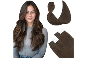 SURNEL Extensiones Adhesivas Pelo Balayage Marrón Chocolate 45cm 50g 20Piezas Castaño Chocolate Adhesivas Extensiones Pelo Remy Cabello Humano Natural（T#4-45cm）