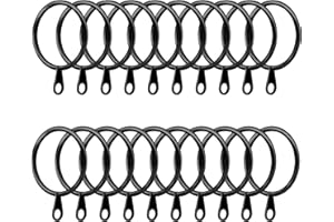 LAKEDO Metal Curtain Rings【20 Pack, Black】30mm I Heavy Duty Iron Curtain Rings For Hanging Window And Shower Curtains - Drape Sliding Curtain Pole Rings – Silver, Black And Brass Colors