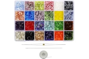 Bala&Fillic Perles de clairon en verre 24 couleurs environ 7200 pièces dans une boîte, perles de tube de longueur 6mm pour la fabrication de bijoux