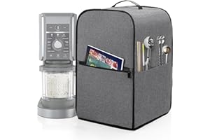 SKYEARMAN Funda antipolvo para Ninja Creami NC501EU, tapa para helado, bolsa de almacenamiento impermeable para accesorios Ninja máquina de hielo, 43 x 33 x 23 cm, color gris