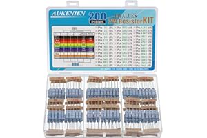 AUKENIEN 2W Kit de Resistencias de Película de Carbono 40 Valores 200 Piezas 1 a 1M Ohm Resistencia Cumple RoHS con Tolerancia de ± 5%