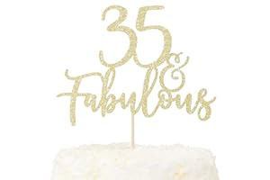 LOVENJOY Decoration Gateau Anniversaire 35 Ans Paillettes Dorées 35& Fabulous Cake Topper Happy 35th Birthday Deco Gateau Pour Décoration 35e Fête D'anniversaire