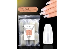 By Vixi 600 SET PER UNGHIE MEDIE BARA/BALLERINA con LIMA DI PREPARAZIONE, 12 misure - Opaco Estensioni per unghie a copertura totale per saloni bellezza e uso domestico