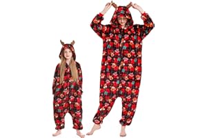DarkCom Onesie per Bambini e Adulti,Pigiama Genitore-Bambino Carnevale Cosplay Halloween Costume Animale Pigiama di Natale