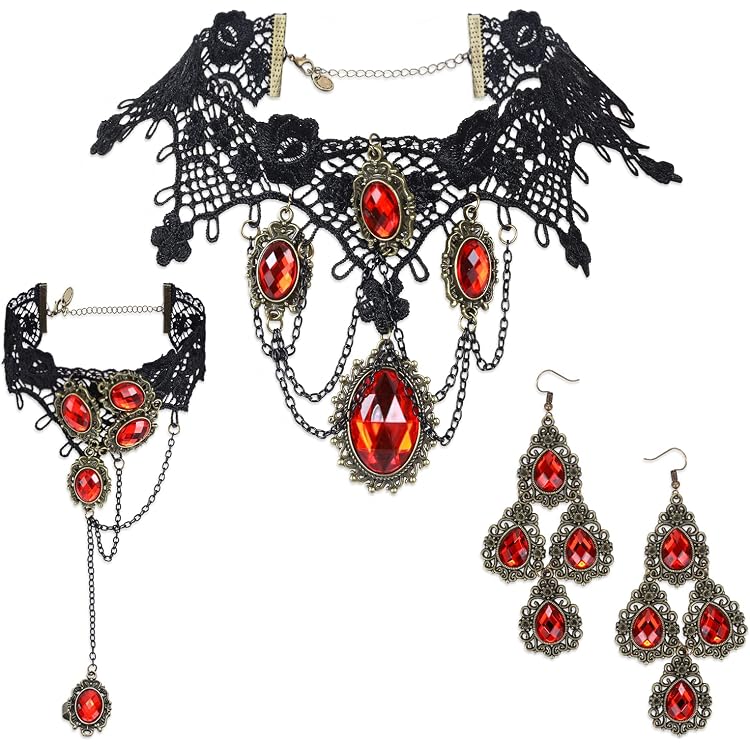 Amscan Halsband Aus Spitze Mit Skelett-Anhänger – Schwarz-weiß, Einheitsgröße Für Erwachsene – Für Halloween, Karneval, Vampir-Kostüm