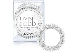 invisibobble SLIM Hair Ties, Chrome Sweet Chrome, 3 Pack - No Kink, Strong Hold, Stylish Bracelet - Suitable for All Hair Types