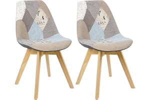 ‎WOLTU WOLTU 2 x Esszimmerstühle 2er Set Esszimmerstuhl Design Stuhl Küchenstuhl Holz Leinen Grau+Khaki BH29pw-2